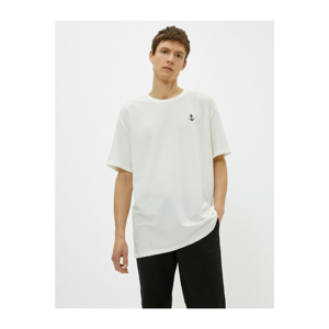Koton Men's White Short Sleeve Printed Crew Neck T-Shirt