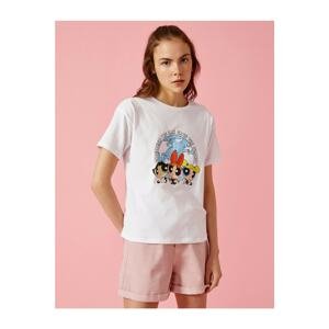 Koton Power Puff Girls Cotton T-Shirt for Women Ecru