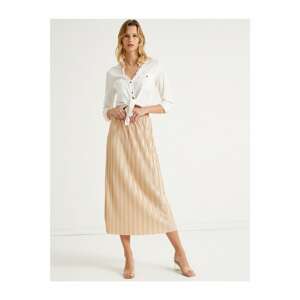 Koton Women Ecru Midi Length Pleated Skirt