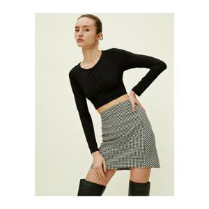Koton Women's Checkered Black Checkered Mini Skirt