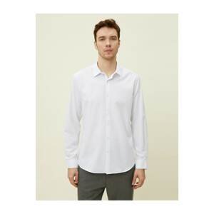 Koton Men's White Classic Collar Cotton Long Sleeve Shirt