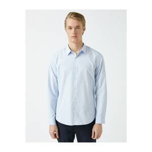 Koton Men's Blue Slim Fit Shirt Long Sleeve Cotton