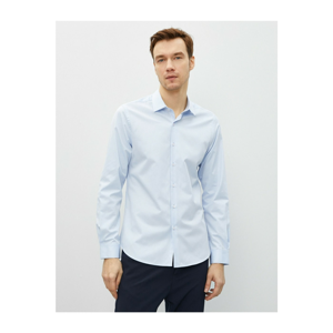 Koton Men's Classic Collar Long Sleeve Cotton Shirt