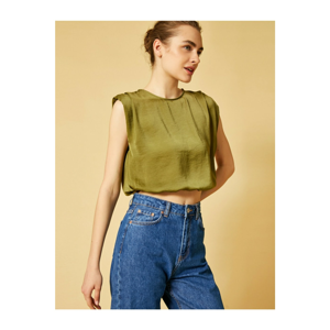 Koton Women's Crop Blouse Crew Neck