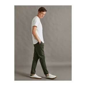 Koton Men's Green Tapared Fit Trousers with Pockets Cotton