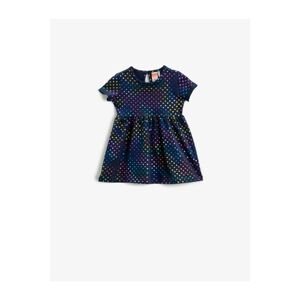 Koton Girl Navy Blue Heart Cotton Dress