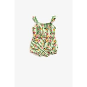 Koton Girls Floral Jumpsuit Striped Cotton Strapped Fence