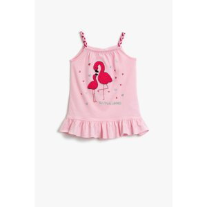 Koton Baby Girl PINK Girl Ruffled Dress Glittery Printed Cotton