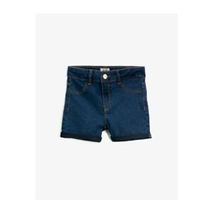 Koton Girl Navy Blue Cotton Jean Shorts