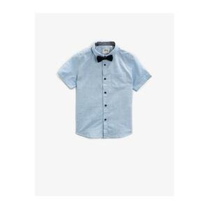 Koton Boy Blue Classic Collar Cotton Bow Tie Short Sleeve Shirt