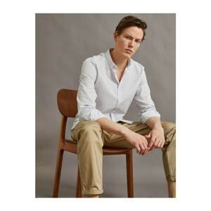 Koton Men's White Slim Fit Collar Cotton Classic Shirt