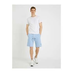 Koton Men's Blue Embroidered Shorts