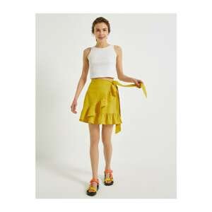 Koton Women's Yellow Frilly Linen Skirt