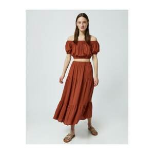 Koton Women Brown Long Skirt Elastic Waist