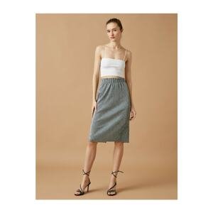 Koton Women's Gray Waist Detailed Shiny Midi Length Skirt