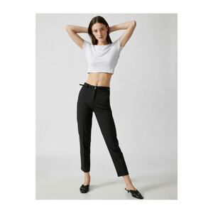 Koton Women's Black Belt Trousers