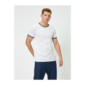 Koton Men's White Cotton Crew Neck Short Sleeve T-Shirt