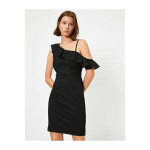 Koton Women's Black One-Shoulder Lace Dress