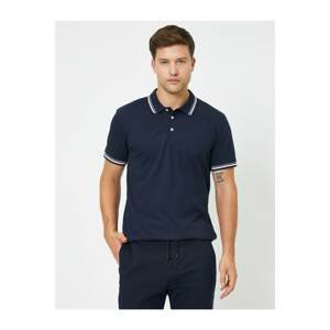 Koton Men's Navy Blue Short Sleeve Polo Neck T-Shirt