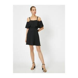Koton Mini Dress Evening Dress Short Sleeve Open Shoulder Ruffled