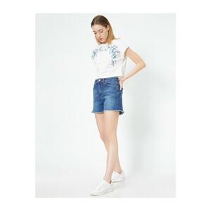 Koton Women's Blue Pocket Detailed Jean Short