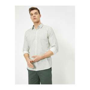 Koton Men's Green Striped Shirt