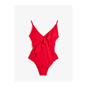 Koton Women's Red Frilly Strappy Swimsuit