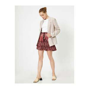 Koton Normal Waist Patterned Ruffle Detail Mini Skirt