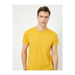 Koton Men's Yellow Short Sleeve T-Shirt