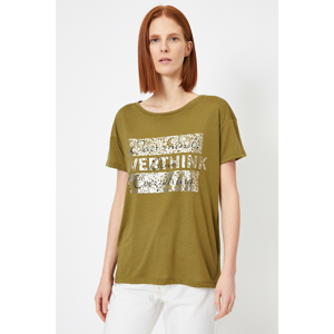 Koton Women's Green Printed T-shirt