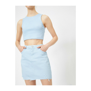 Koton Women Blue Button Detailed Skirt