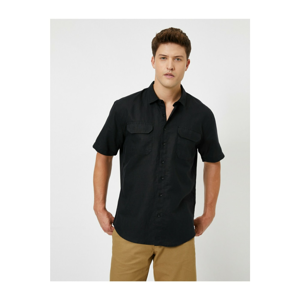 Koton Men's Black Pocket Detailed Short Sleeve Shirt