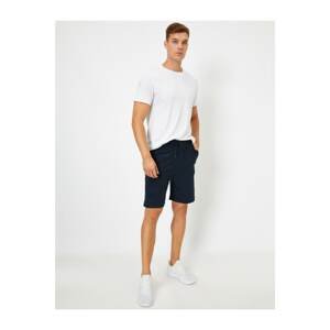 Koton Men's Navy Blue Pocket Textured Shorts