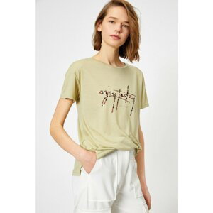 Koton Women's Green Printed T-Shirt