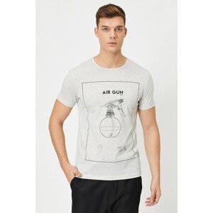 Koton Men's Gray Letter Printed T-Shirt