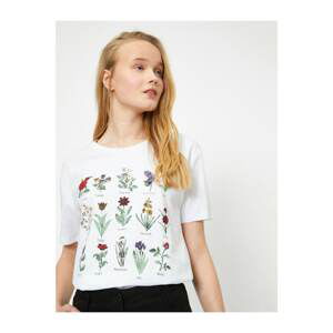 Koton Women's Crew Neck Floral Print Short Sleeve T-Shirt