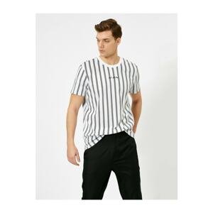 Koton Crew Neck Striped Printed Regular Fit T-Shirt
