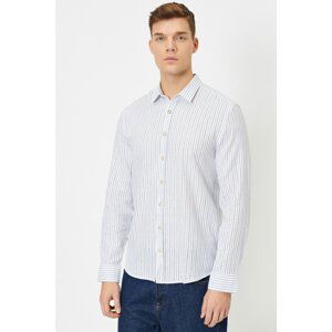 Koton Men's Navy Blue Striped Shirt