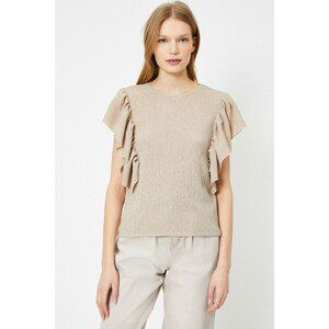 Koton Ruffled Sleeve Detail Crew Neck Blouse