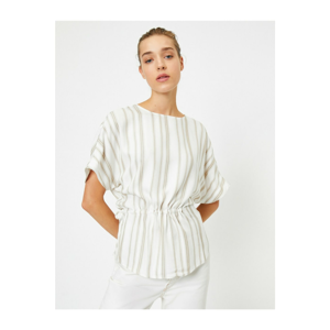 Koton Women's White Color Striped Short Sleeve Blouse