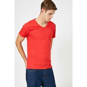 Koton Men's Red V-Neck T-Shirt