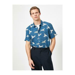Koton Men's Navy Blue Patterned Shirt