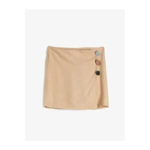 Koton Women's Ecru Buttoned Short Skirt