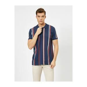 Koton Polo Neck Vertical Striped Single Jersey Fabric Slim Fit Tshirt
