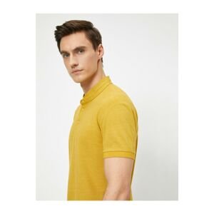 Koton Men's Mustard Judge Collar Basic Slim Fit T-shirt