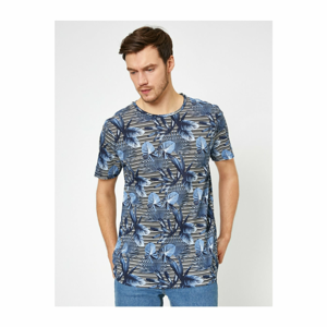 Koton Men's Navy Blue Patterned T-Shirt