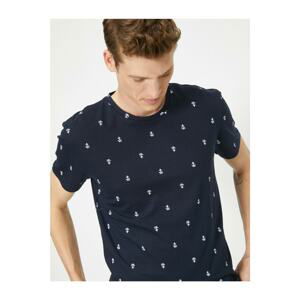 Koton Men's Navy Blue Printed T-Shirt