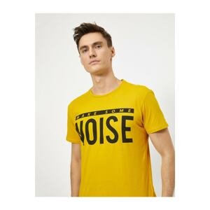 Koton Men's Yellow Letter Printed T-Shirt