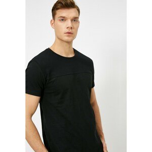 Koton Crew Neck Paneled Piqué Fabric Detail Slim Fit T-shirt