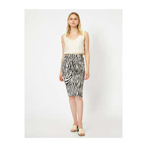 Koton Women Black Zebra Patterned Skirt